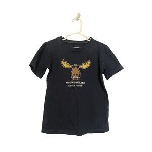 Life Is Good Crusher Kids Ogunquit, ME Moose Tee Navy Blue Size Small
